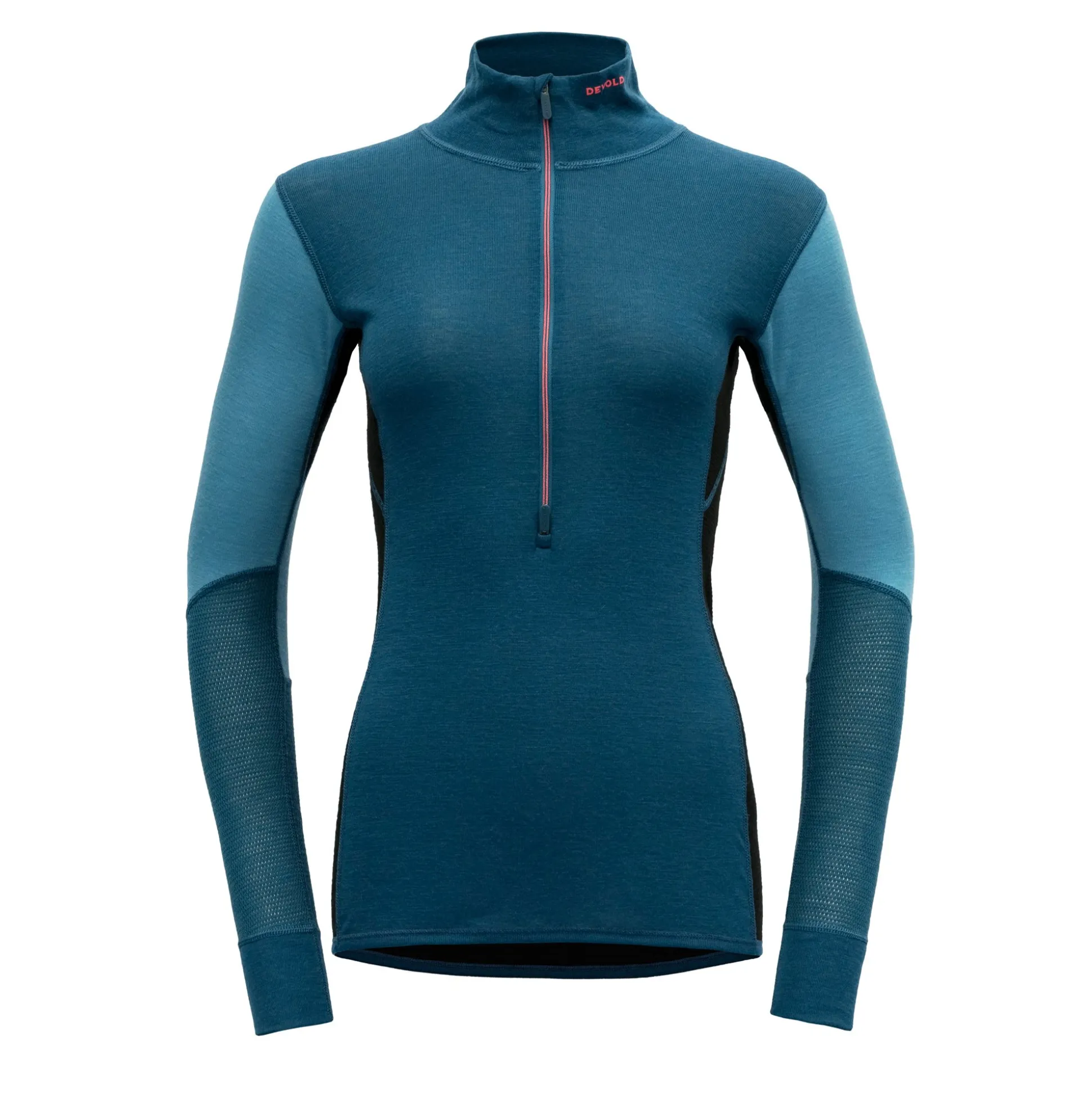 Top>Devold of Norway Wool Mesh 190 Zip Neck Wmn Flood